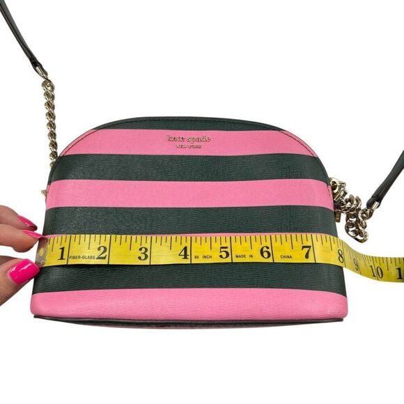 Kate Spade NWOT Sylvia Small Dome Crossbody Bag Pink & Dark Green Stripes - Picture 8 of 14